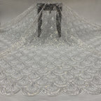 Silver Bead & 3/5mm Crystal Sequin Fabric