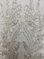 Large Floral Bugle Bead & Crystal Sequin Fabric — fabric photo 5