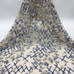 Diamond Grid Mesh with 2/3/4 mm Sequin Embroidery