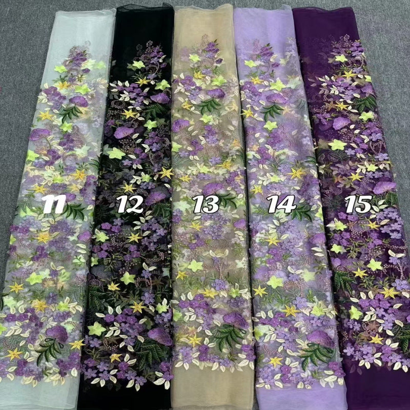 Multicolor Embroidered Bridal Fabric – Design 29087 — fabric photo 5