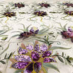 Multicolor Botanical Sequin Embroidered Bridal Fabric – Design 01823 — fabric photo 5