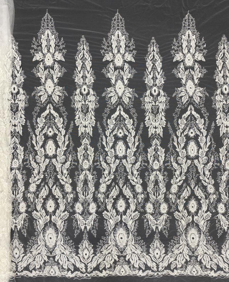 Heavy Sequin & Bubble-Bead Embroidered Bridal Fabric – Design 63135
