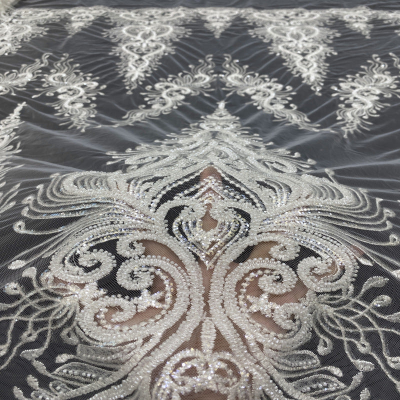 Sequin Embroidered Bridal Fabric – Design 00127 — fabric photo 2