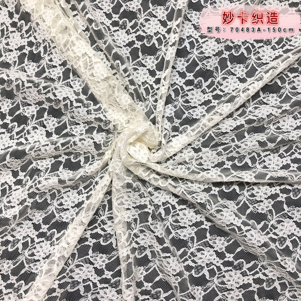 Small Floral Textured Stretch Lace Fabric 150 cm - Style 24351