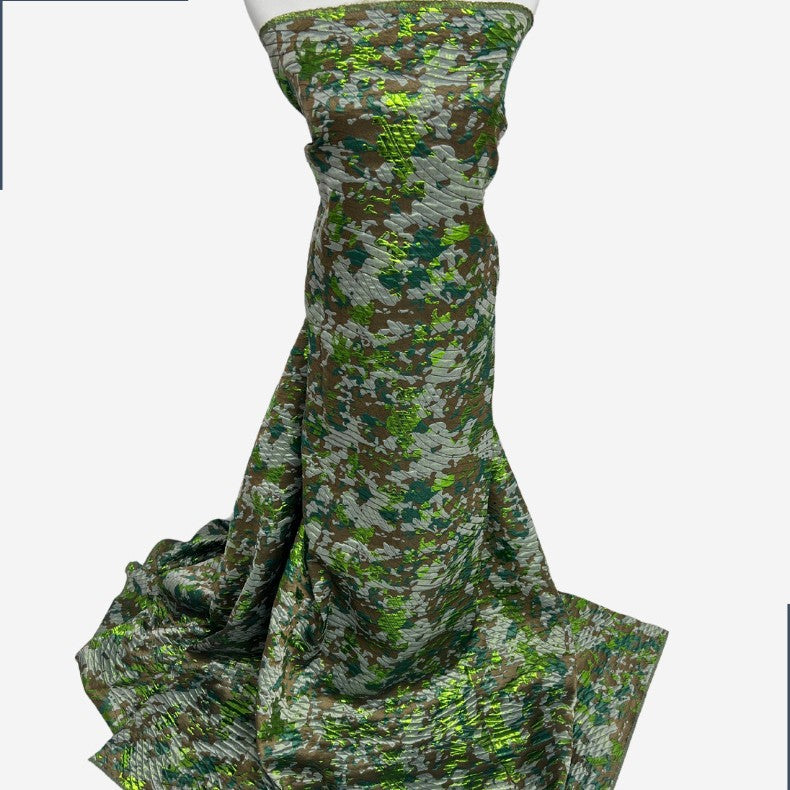 Camouflage Jacquard Satin Brocade Fabric — fabric photo 2