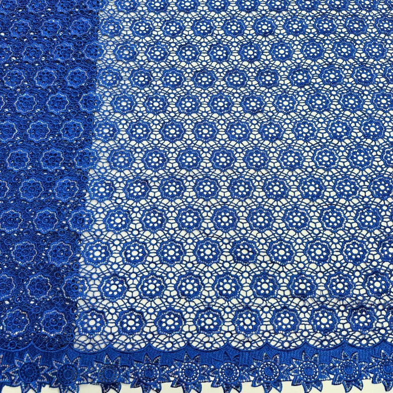 Floral Sequin Embroidered Water-Soluble Guipure Lace Fabric