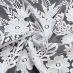 White Water-Soluble Sequin Cutwork Lace Fabric – Per Yard — fabric photo 2