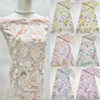 Botanical Laser-Cut Bead and Sequin Embroidered Fabric