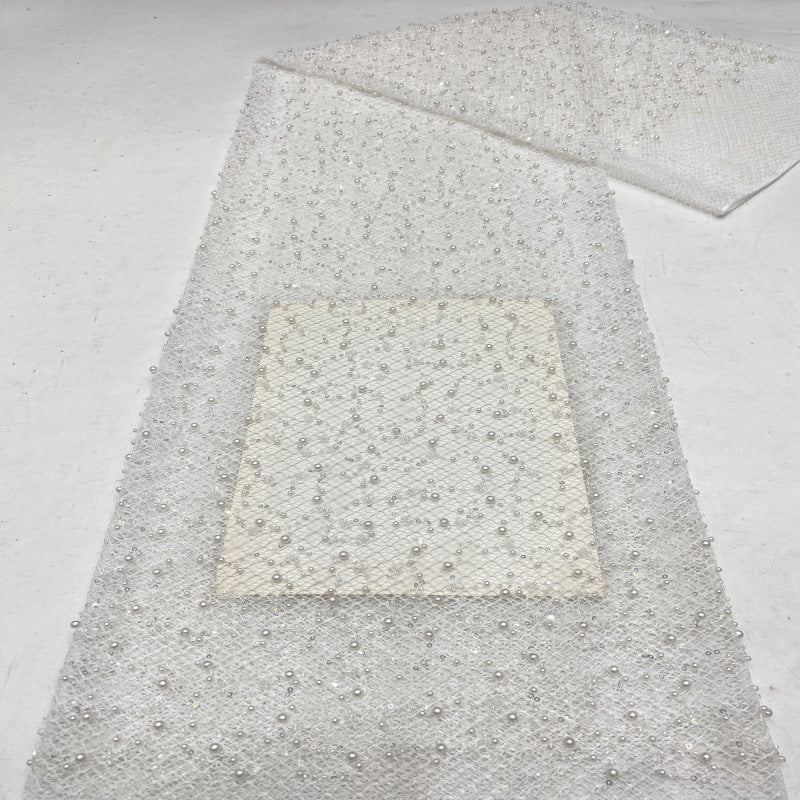 Textured Rope Foam Bead Sequin Embroidery Fabric — fabric photo 2