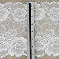 Large Floral Double-Scallop Corded Stretch Nylon-Spandex Lace Trim 18 cm