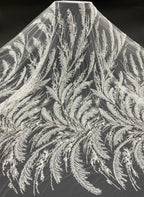 Bugle and Foam Bead Sequin Wedding Lace Fabric