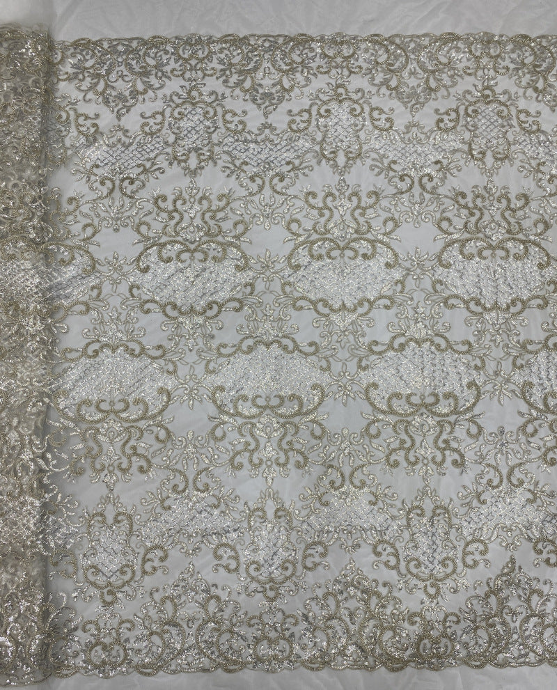 Sequin Embroidered Bridal Fabric – Design 49439 — fabric photo 6