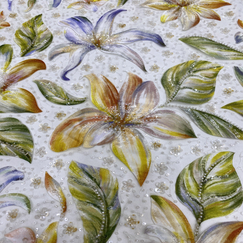 Ethnic Print Bead Sequin Embroidered Fabric — fabric photo 2