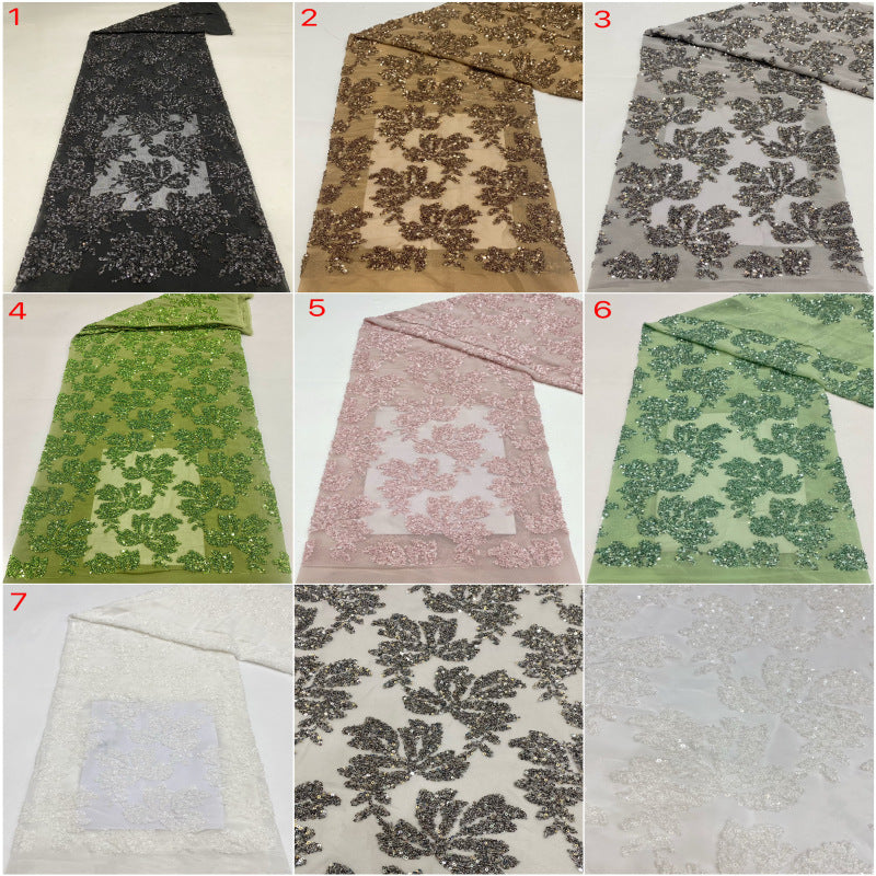 Botanical Sequin Embroidered Chiffon Fabric — fabric photo 4