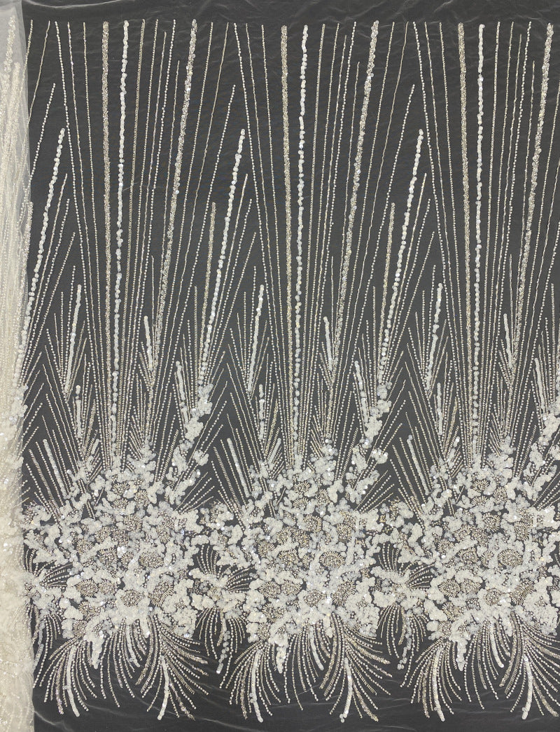 3D Bugle Foam Bead & 3/7mm Sequin Fabric — fabric photo 6