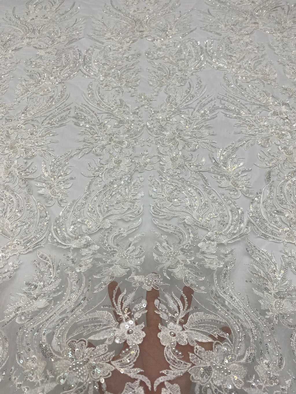 Foam Bead & 3/4mm Sequin Formalwear Fabric — fabric photo 4