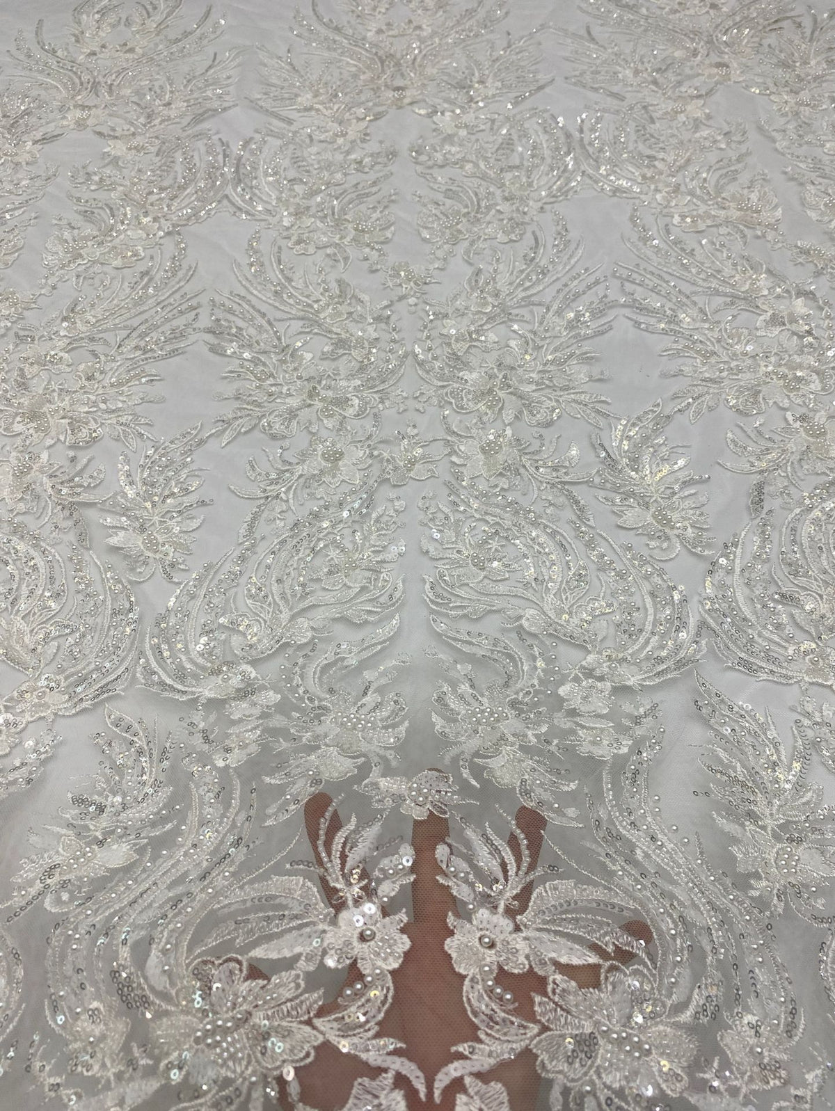 Foam Bead & 3/4mm Sequin Formalwear Fabric — fabric photo 4