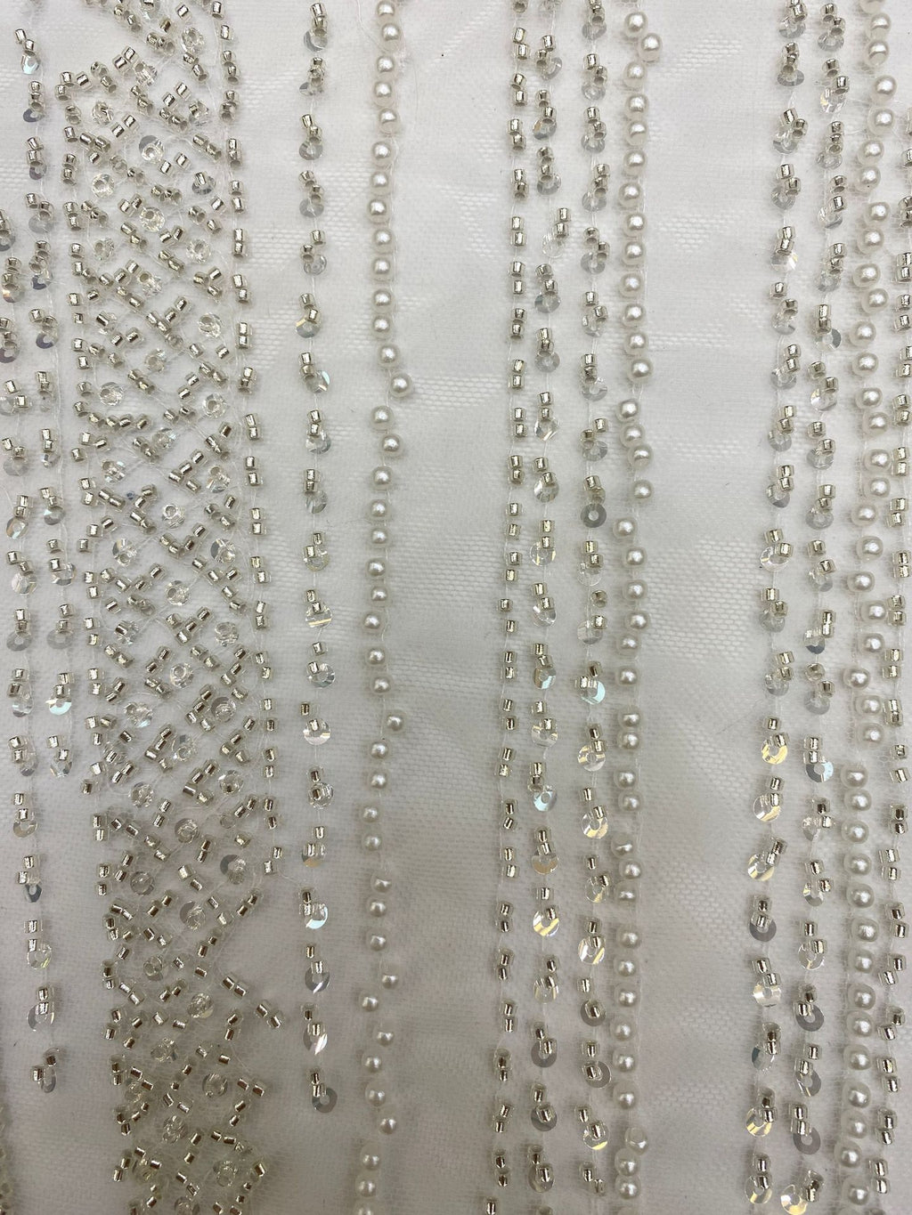 Geometric Foam Bead & 4mm Crystal Sequin Fabric — fabric photo 5