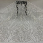 Crystal-Look Sequin & Silver-Bead Embroidered Bridal Fabric