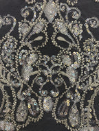 Large Floral 3/4 mm Crystal-Look Sequin & Silver-Bead Embroidered Bridal Fabric — fabric photo 4