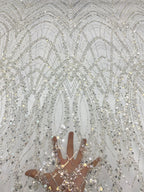 Dense Foam Bead Sequin Embroidered Bridal Fabric — fabric photo 4