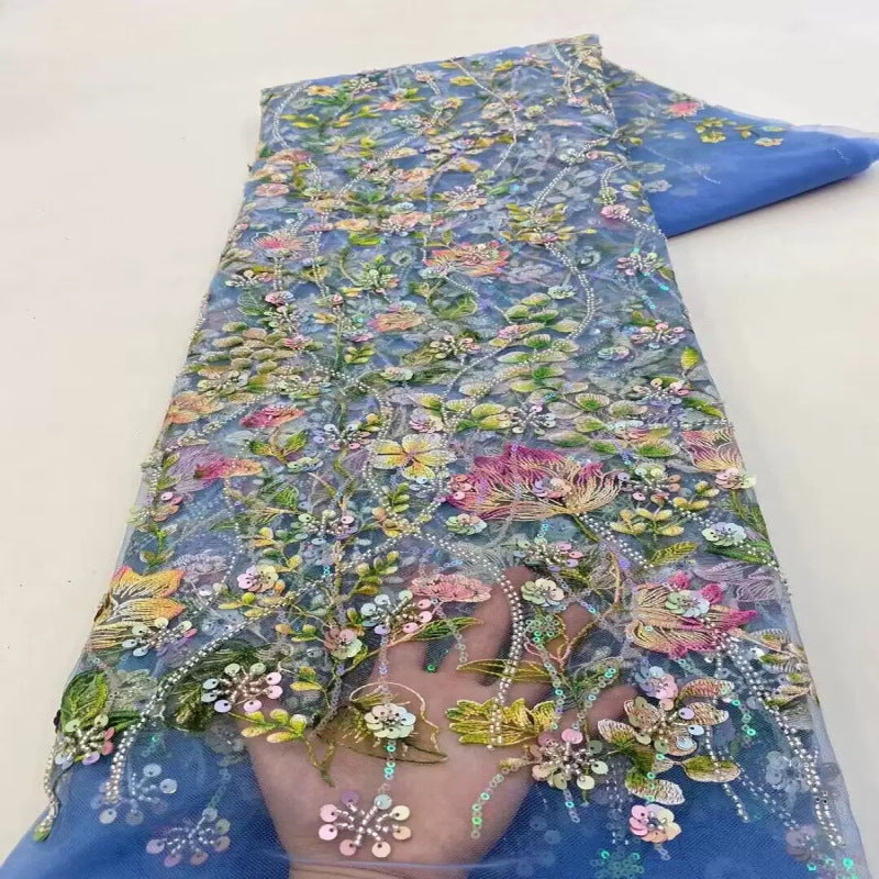 Printed Bead & Sequin Embroidered Dress Fabric — fabric photo 5