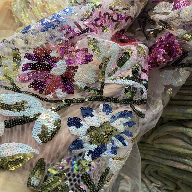 Colorful 4 mm Sequin Embroidered Mesh Fabric — fabric photo 5
