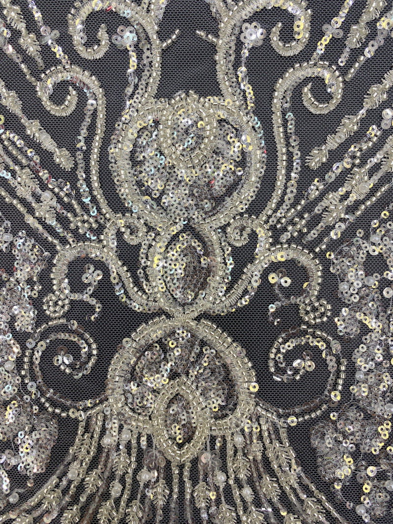 Sequin & Bubble-Bead Embroidered Bridal Fabric – Design 99295 — fabric photo 5