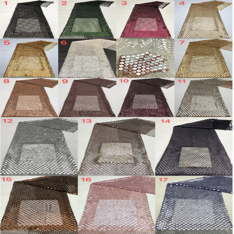 Honeycomb Mesh with 12mm Sequin Embroidery — fabric photo 3