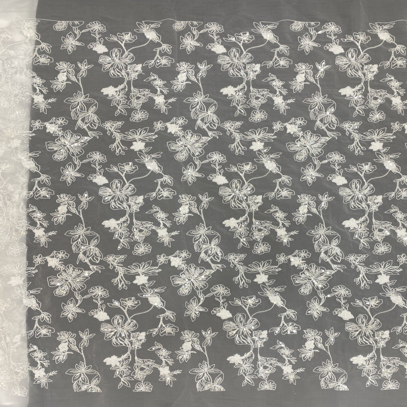 Textured Rope Sequin Embroidered Organza — fabric photo 2