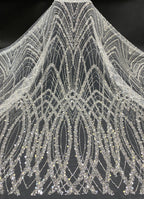 Dense Foam Bead Sequin Embroidered Bridal Fabric — fabric photo 6