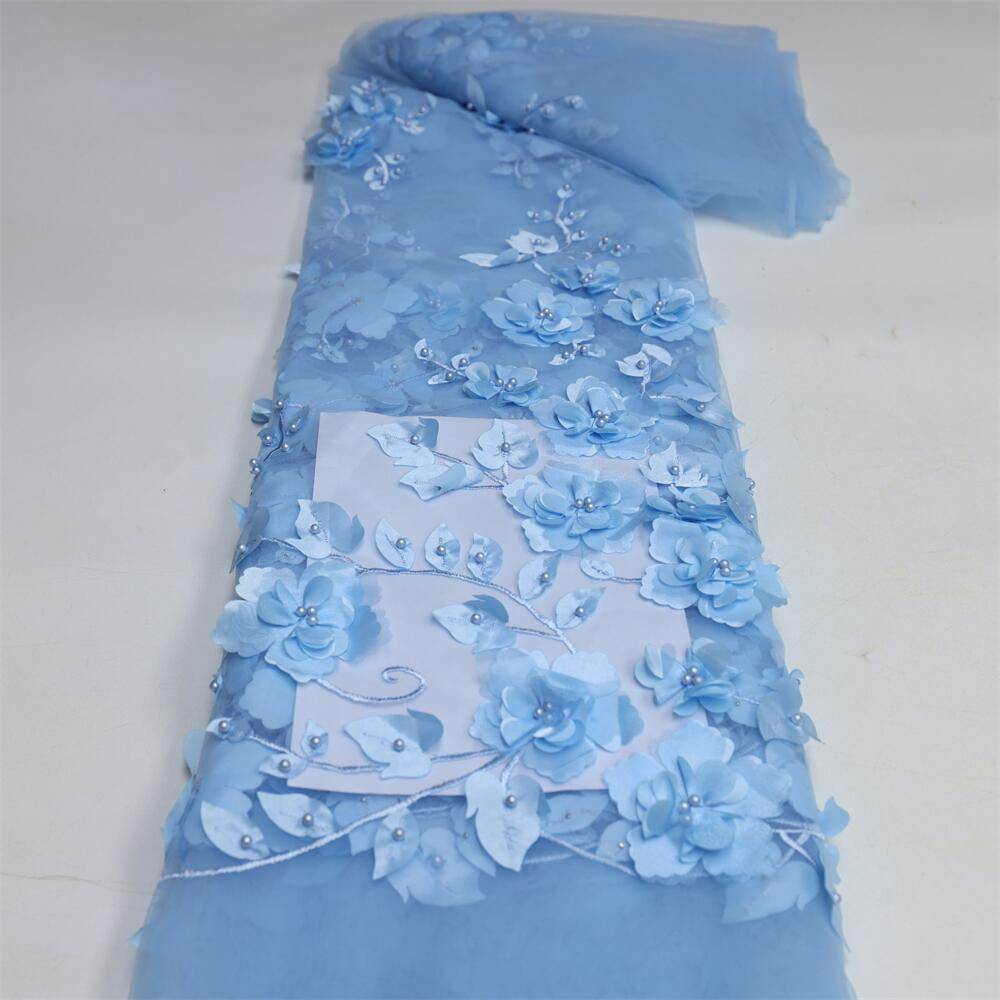 3D Floral Sequin Beaded Lace for Dressmaking — fabric photo 5