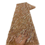 Bugle Bead Sequin Tulle Lace for Wedding Gowns — fabric photo 2