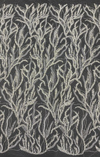 Silver Bead Crystal Sequin Embroidered Bridal Fabric