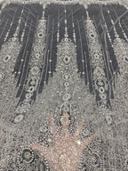 Crystal-Look Sequin & Bubble-Bead Embroidered Bridal Fabric – Design 81727 — fabric photo 2