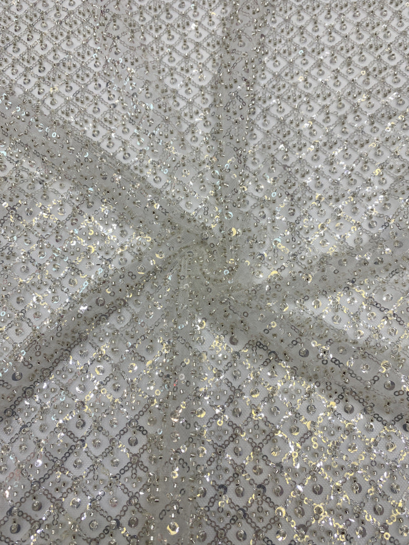 Mini Diamond Bead & Crystal Sequin Fabric — fabric photo 4