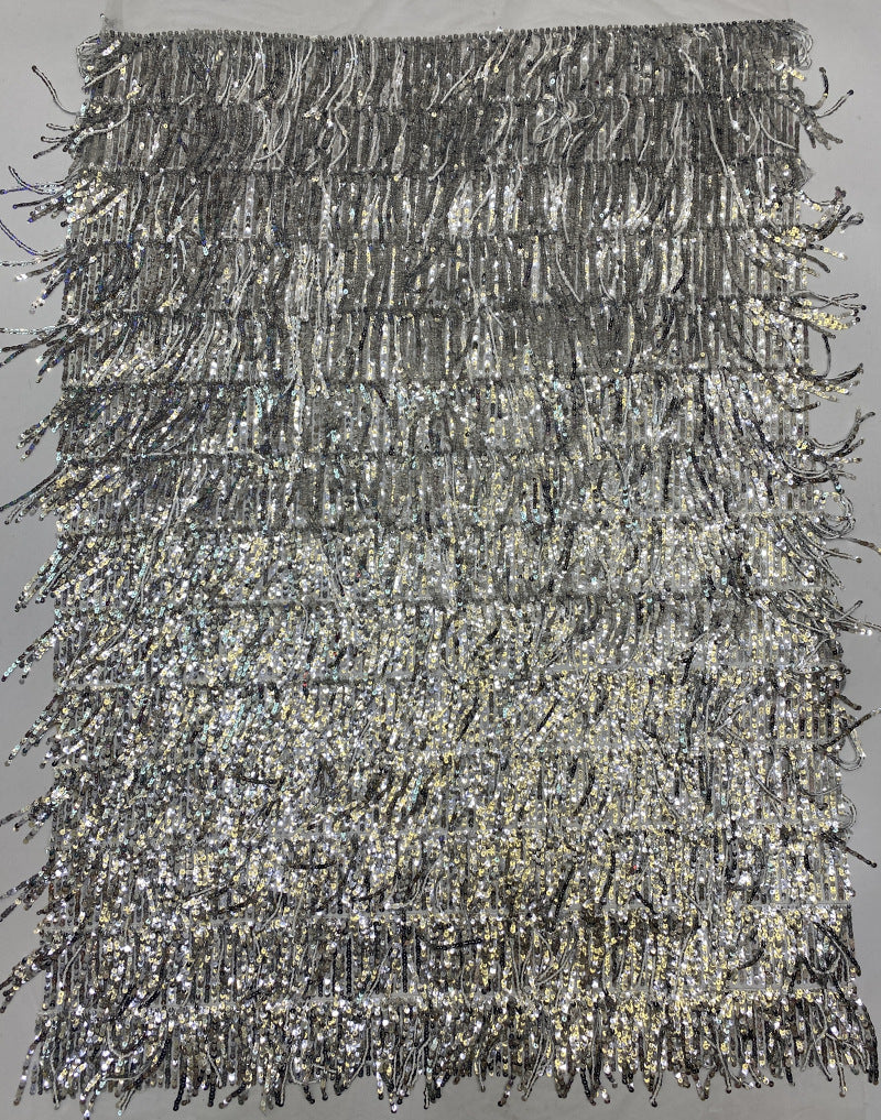 Fringed Dense 5/7mm Sequin Embroidery Fabric — fabric photo 6