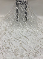 Corded Silver Bead & 4/7 mm Sequin Embroidered Fabric