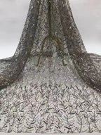 Gray Seed Bead & 3/5mm Sequin Fabric