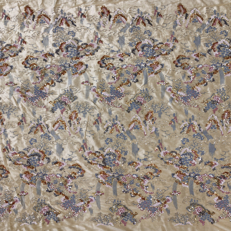 Multicolor Sequin Embroidered Velvet Fabric — fabric photo 2