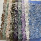 Hand-Appliqued Floral Bugle Bead and Sequin Fabric - 45243 — fabric photo 2