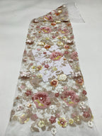 Multicolor Botanical Sequin Embroidered Bridal Fabric – Design 58463 — fabric photo 6