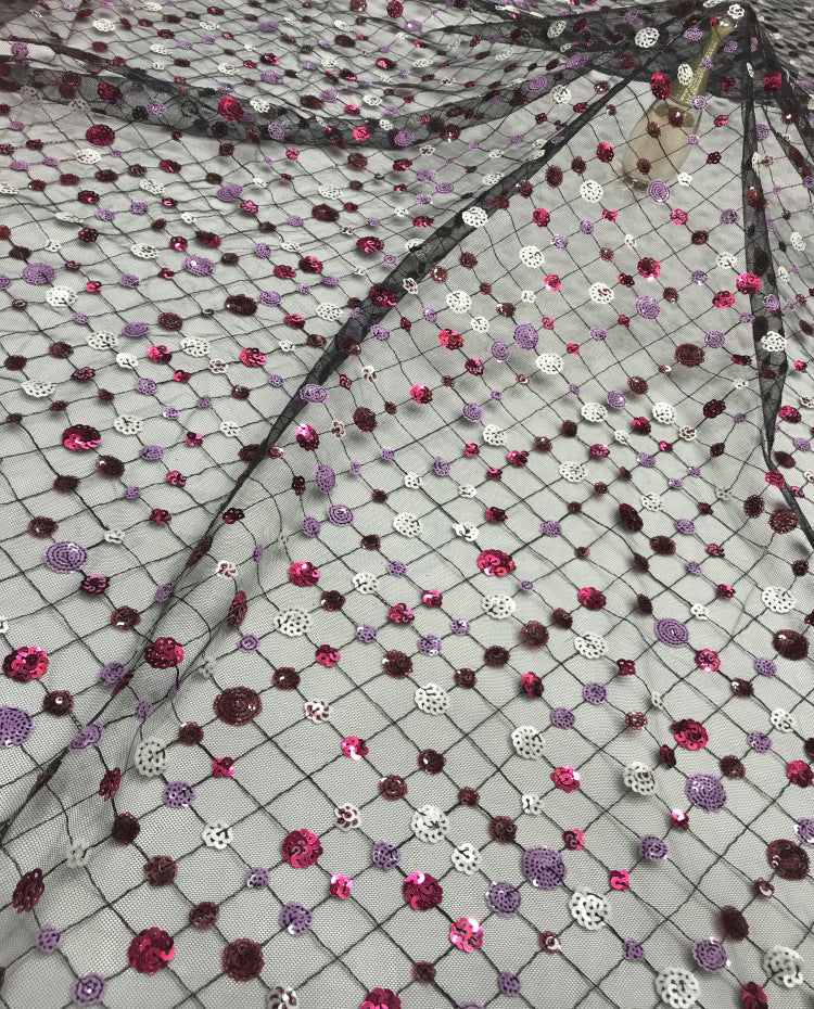 Embroidered Mesh with 3/5 mm Sequins