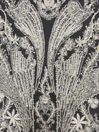 3D Floral Bugle Beaded Sequin Bridal Fabric — fabric photo 3