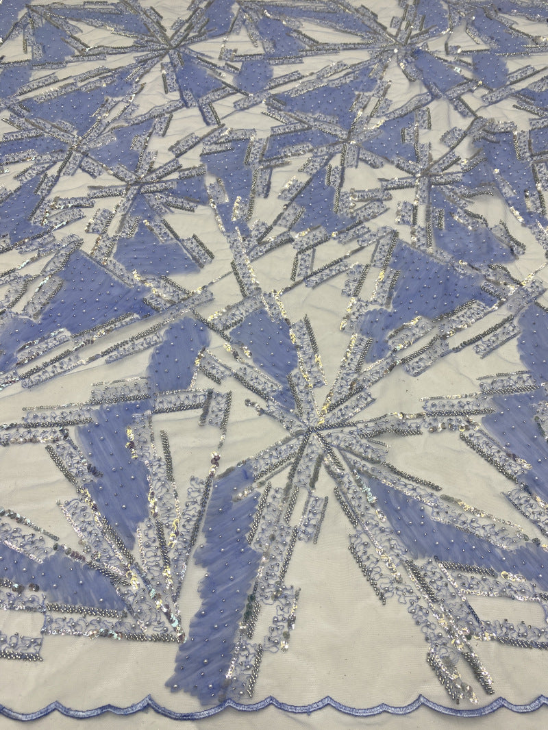 Corded Double-Bead and 4/7 mm Crystal Sequin Fabric — fabric photo 2