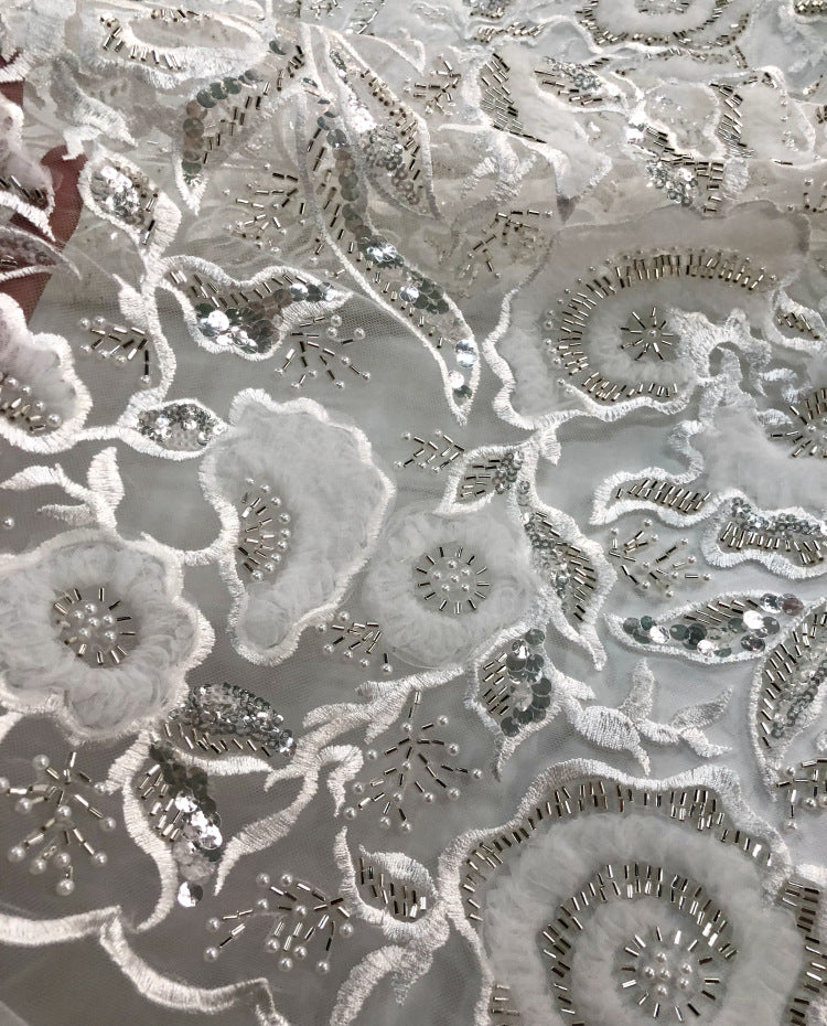 Corded Bugle Bead & 4/7 mm Crystal Sequin Fabric — fabric photo 4