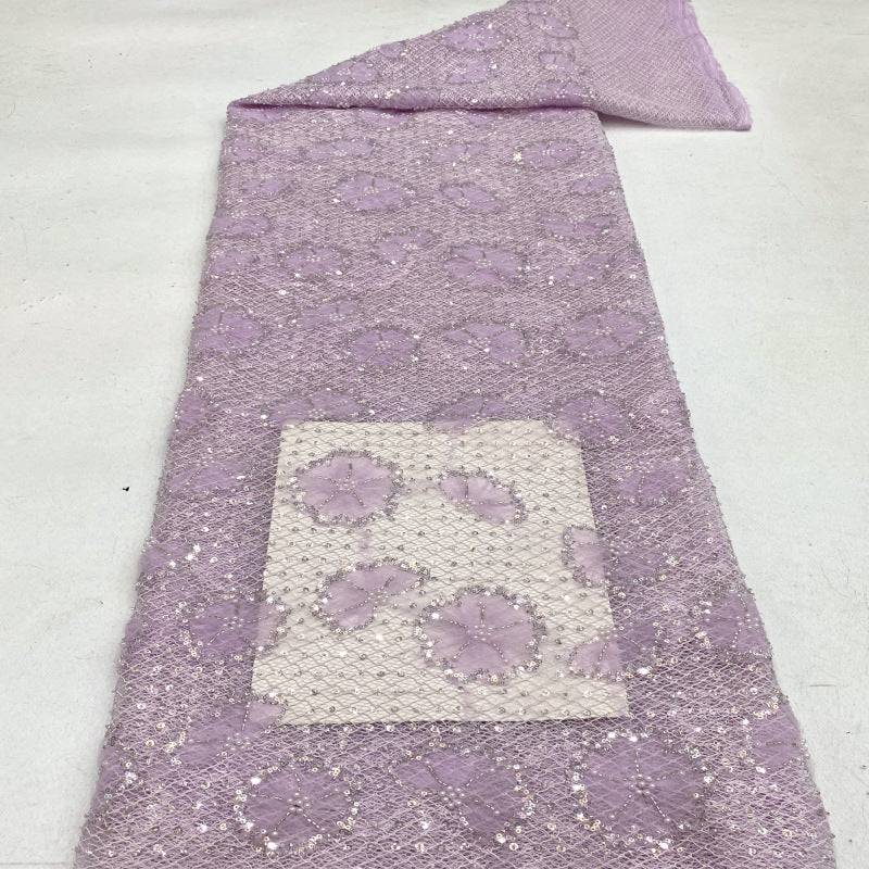 Random Pattern Beaded Lace on Thick Mesh — fabric photo 4