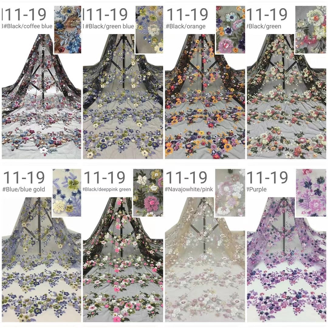 Multicolor Sequin Embroidered Mesh Fabric for Dresses — fabric photo 3