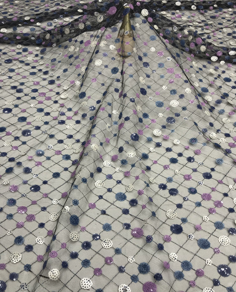 Embroidered Mesh with 3/5 mm Sequins — fabric photo 2