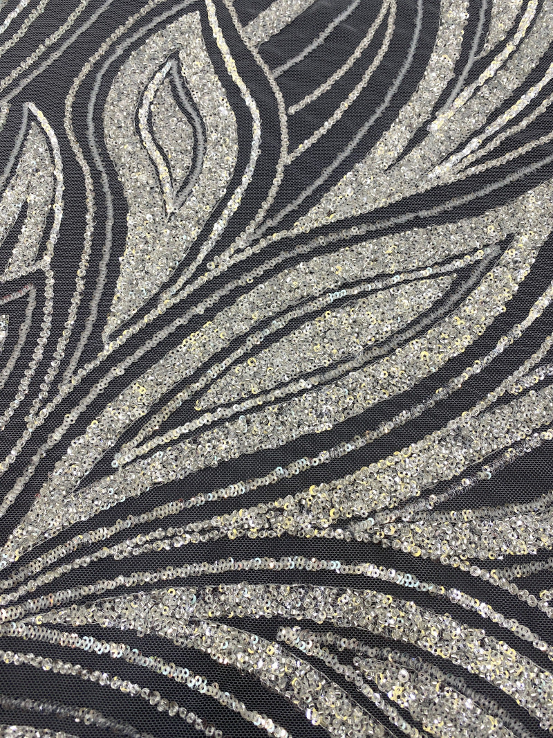3D Floral Beaded Fabric with 3/4 mm Sequins — fabric photo 5